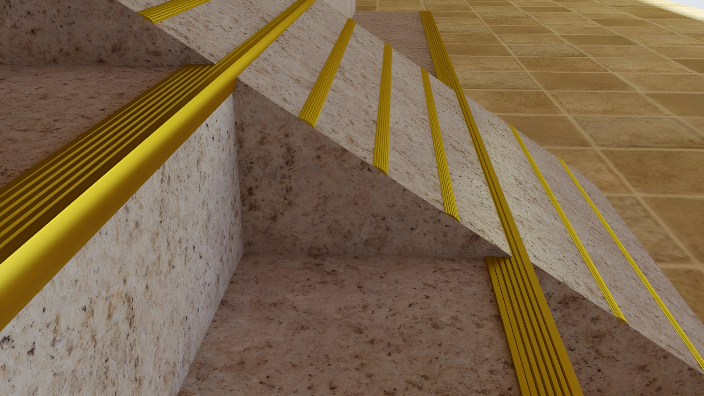 Sử dụng nẹp nhôm L41-N để trang trí giúp làm nổi bật các bậc cầu thang