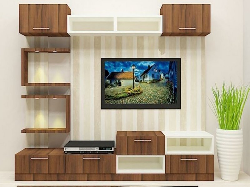 mẫu trang trí kệ tivi gỗ phòng khách siêu đẹp và tinh tế