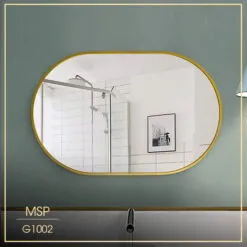 Khung Gương elip inox mạ vàng phòng tắm – G1002 Cao Cấp